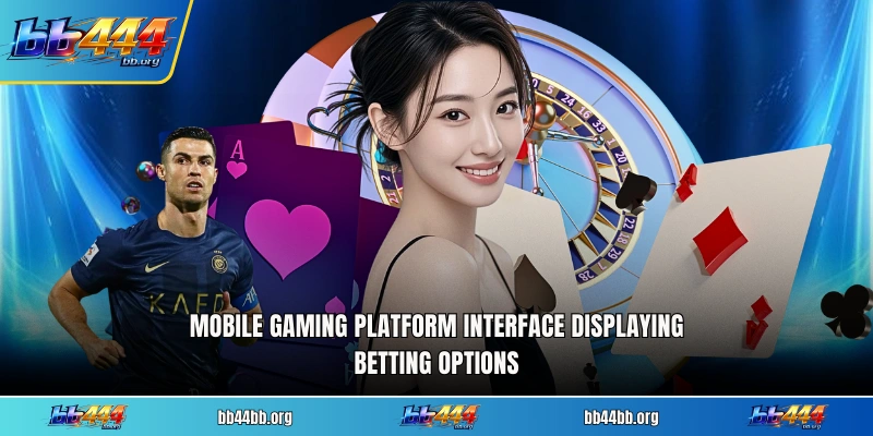 Mobile gaming platform interface displaying betting options