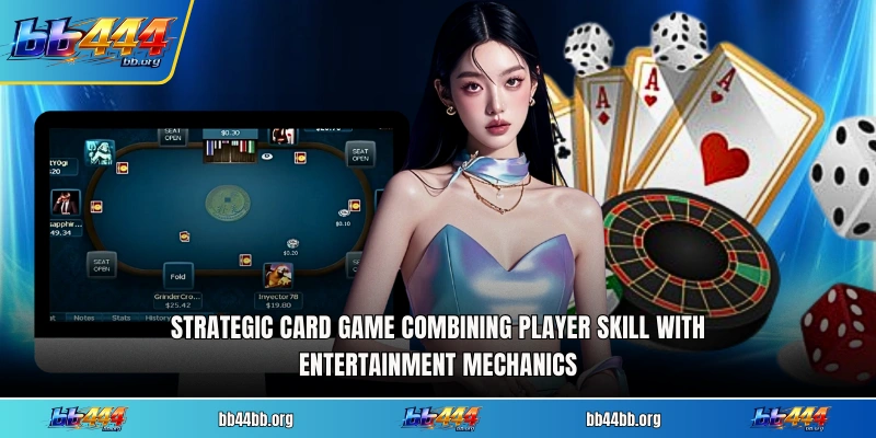 Strategic card game combining player skill with entertainment mechanics